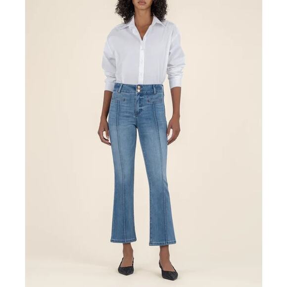 NWT Kut From the Kloth Kelsey Jeans Women Size 18 Blue High Rise Ankle Flare - Picture 1 of 11